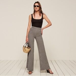 Reformation Stylish Black and White Checkered Women's Pants